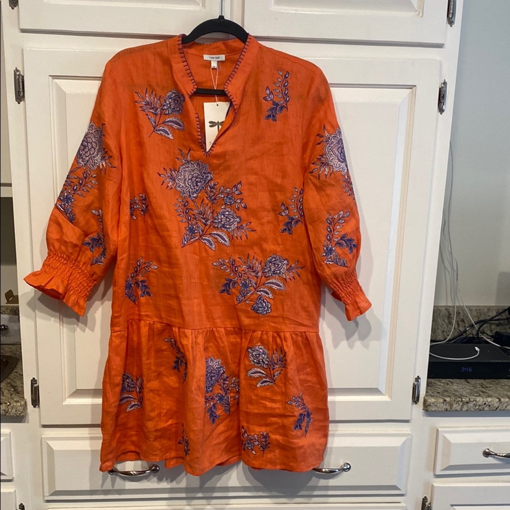 Tyler Boe Tiger Lily Dress with Blue Embroidery - Picture 6 of 10